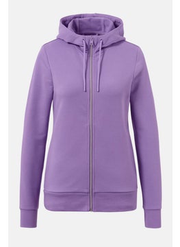 Tchibo Women Hooded Plain Full Zip Sweatshirt, Purple  - Image 2