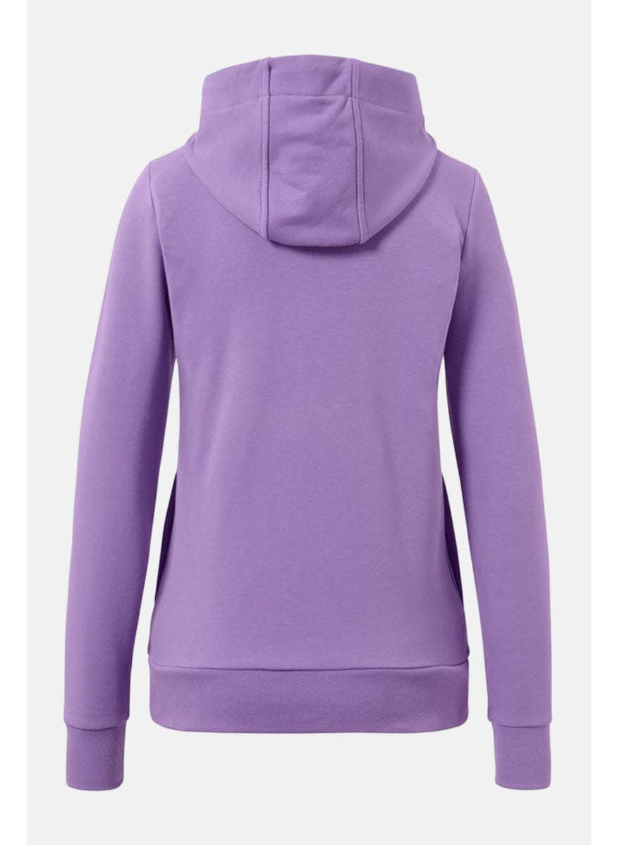 Tchibo Women Hooded Plain Full Zip Sweatshirt, Purple  - Image 3