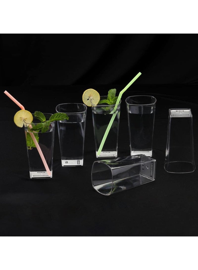 Bisbell Clear Square Unbreakable Acrylic Water Glass 6Pcs Set,BB2091 - Image 1