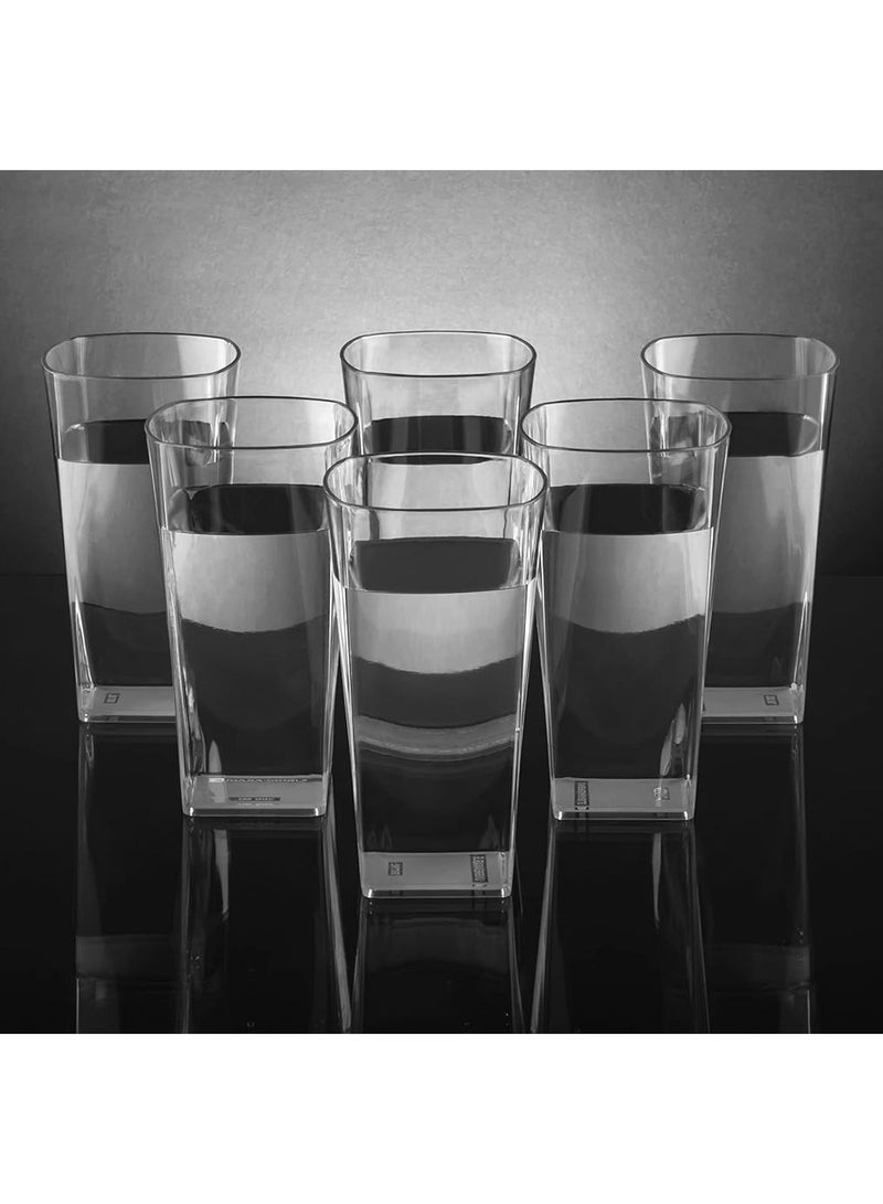 Bisbell Clear Square Unbreakable Acrylic Water Glass 6Pcs Set,BB2091 - Image 2