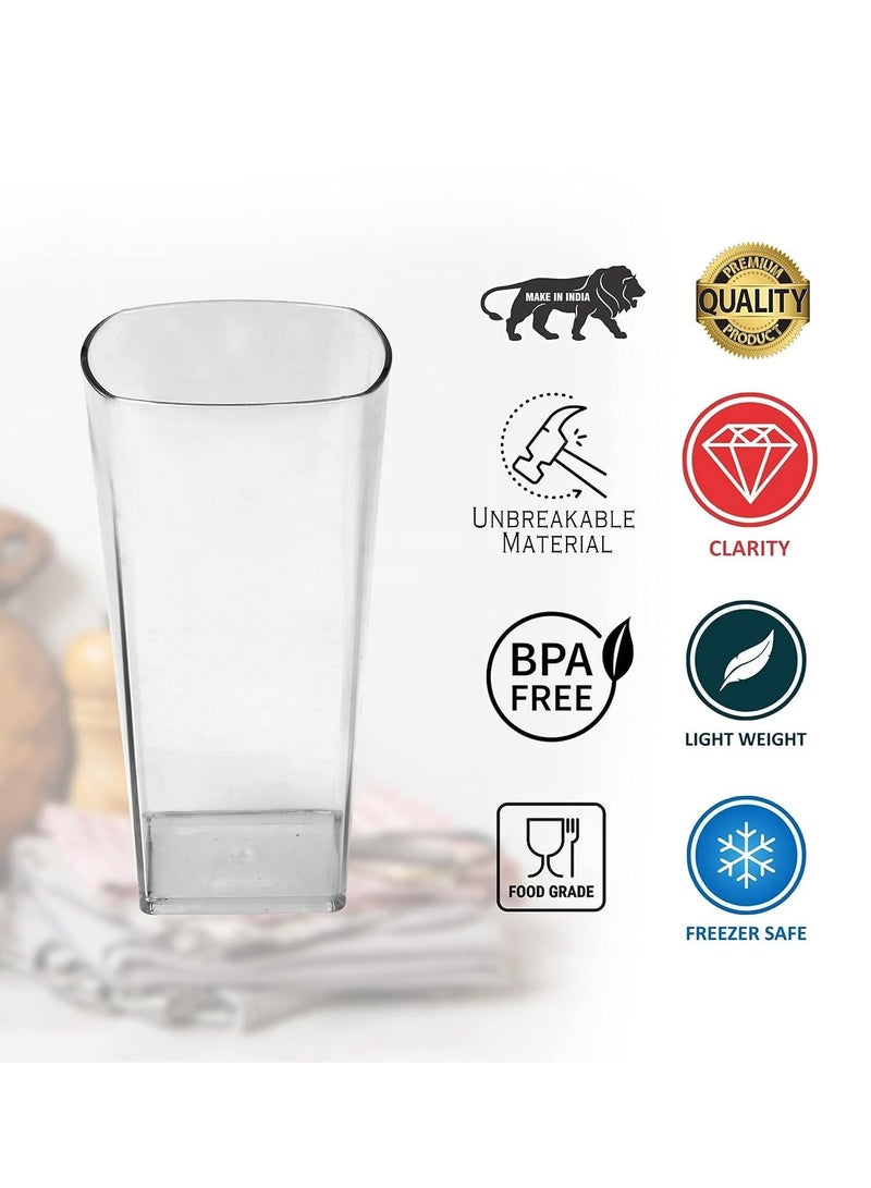 Bisbell Clear Square Unbreakable Acrylic Water Glass 6Pcs Set,BB2091 - Image 4