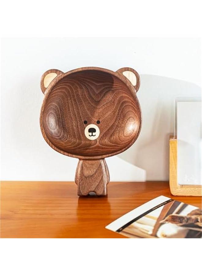 A Variety of Walnut Wood Creative Dinner Plate Sets - Unique Crab, Mushroom, and Bear Shapes for A More Exquisite and Fun Dining Experience! (Bear Vertical Serving Tray)  - Image 2