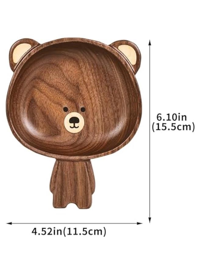 A Variety of Walnut Wood Creative Dinner Plate Sets - Unique Crab, Mushroom, and Bear Shapes for A More Exquisite and Fun Dining Experience! (Bear Vertical Serving Tray)  - Image 4