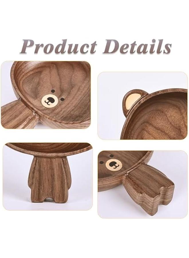 A Variety of Walnut Wood Creative Dinner Plate Sets - Unique Crab, Mushroom, and Bear Shapes for A More Exquisite and Fun Dining Experience! (Bear Vertical Serving Tray)  - Image 5