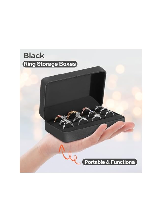 The Bros Ring Storage Box, Multiple Rings, Travel Jewelry Ring Stud Earrings Holder Case, 3 Slot Portable Ring Display Organizer Case (Black)  - Image 3