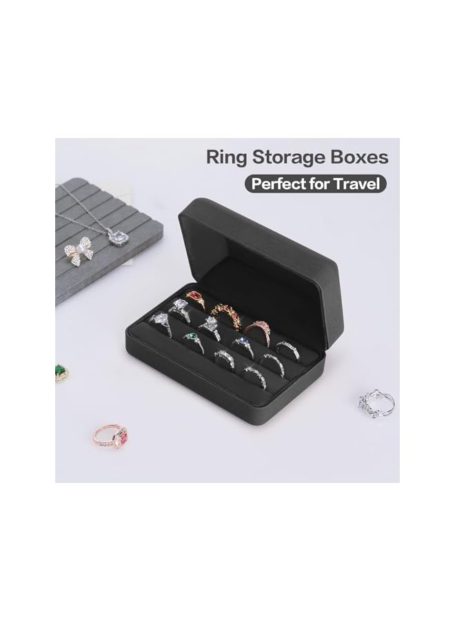 The Bros Ring Storage Box, Multiple Rings, Travel Jewelry Ring Stud Earrings Holder Case, 3 Slot Portable Ring Display Organizer Case (Black)  - Image 5