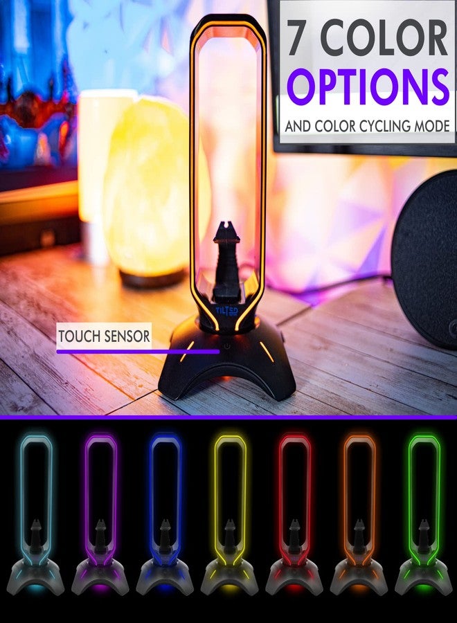 Tilted Nation RGB Headset Stand and Gaming Headphone Display with Mouse Bungee Cord Holder with USB 3.0 HUB for Wired or Wireless Headsets for Xbox PS4 PC - Image 4