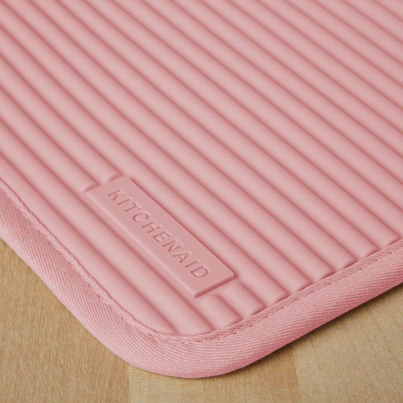 KitchenAid Ribbed Soft Silicone Pot Holder Set  Dried Rose  7""x9"" - Image 3