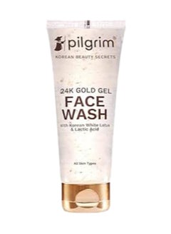 PILGRIM 24k Gold Gel Facewash with Korean White Lotus And Lactic Acid 80ml  Face wash for glowing skin  Reduce dark spot and improves skin texture  Removes dullness  For All Skin Types  - Image 1