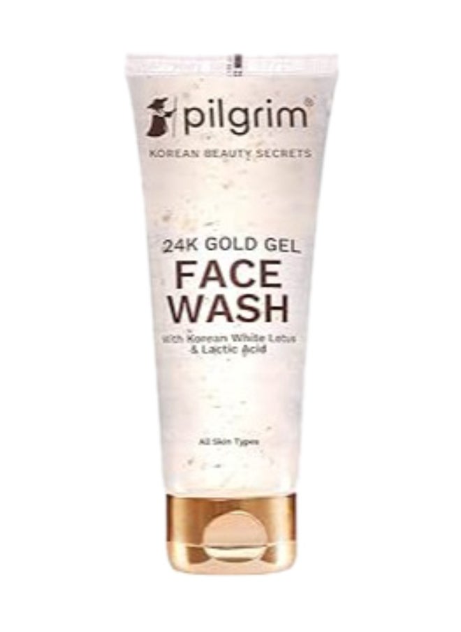 PILGRIM 24k Gold Gel Facewash with Korean White Lotus And Lactic Acid 80ml  Face wash for glowing skin  Reduce dark spot and improves skin texture  Removes dullness  For All Skin Types  - Image 1