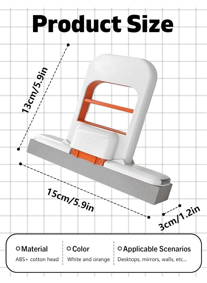 HOMESTAR Mini Foldable Desktop Mop, Mini Mop for Small Spaces, Portable Cleaning Sponge Mop for Bathroom, Kitchen, Countertops, Glass, Tile - Wet/Dry Use with One-Hand Squeeze Handle & Replaceable Head (White) - Image 2