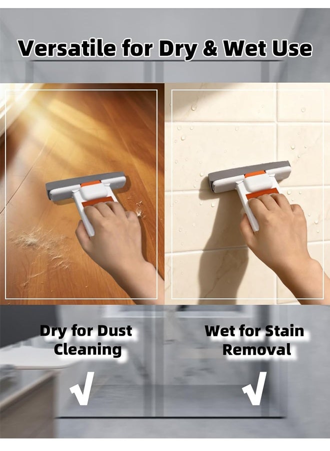 HOMESTAR Mini Foldable Desktop Mop, Mini Mop for Small Spaces, Portable Cleaning Sponge Mop for Bathroom, Kitchen, Countertops, Glass, Tile - Wet/Dry Use with One-Hand Squeeze Handle & Replaceable Head (White) - Image 4