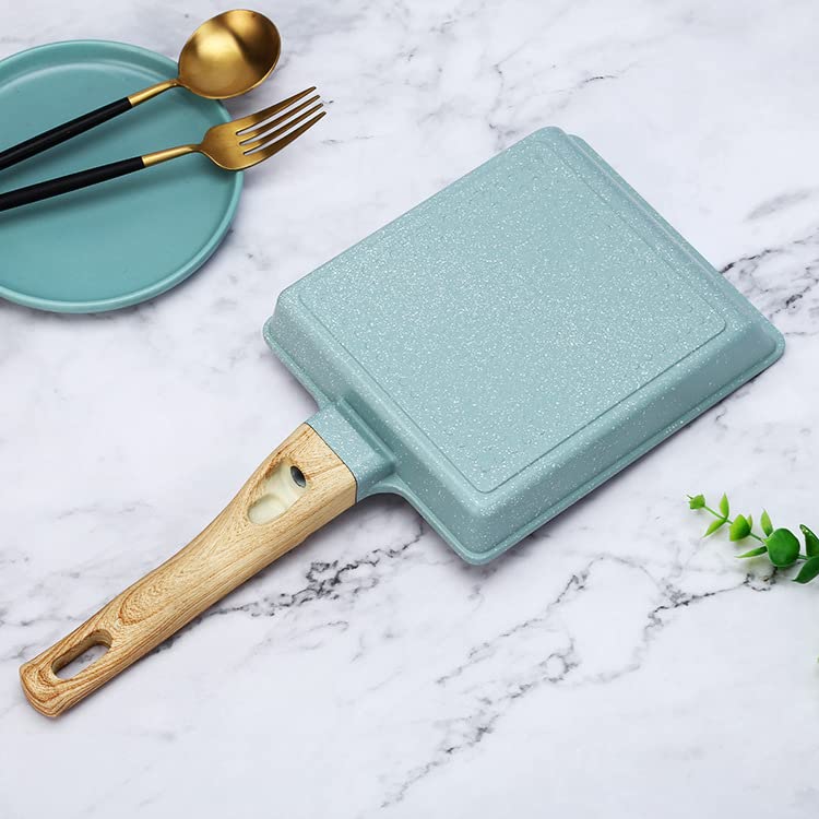 HARI® Nonstick Omelette Pan Japanese Tamagoyaki Egg Pan Rectangular Small Non Stick Frying Pan Blue 8” x 6” - Image 3