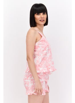 bebe Women 2 Pieces Allover Print Pajama Top And Shorts Set, Pink  - Image 4
