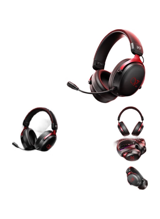 iKF V11 Pro7.1 Four-Mode Wireless Gaming Headset Headset 7.1 Surround Sound Wired E-Sports Special Fearless Contract Fps Game Sound Positioning Da Wa Black Red - Image 1
