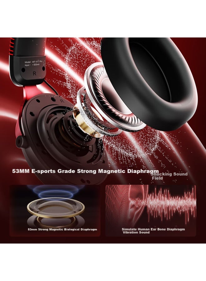 Ikf V11 Pro7.1 Four-mode Wireless Gaming Headset Headset 7.1 Surround Sound Wired E-sports Special Fearless Contract Fps Game Sound Positioning Da Wa Black Red - Image 1