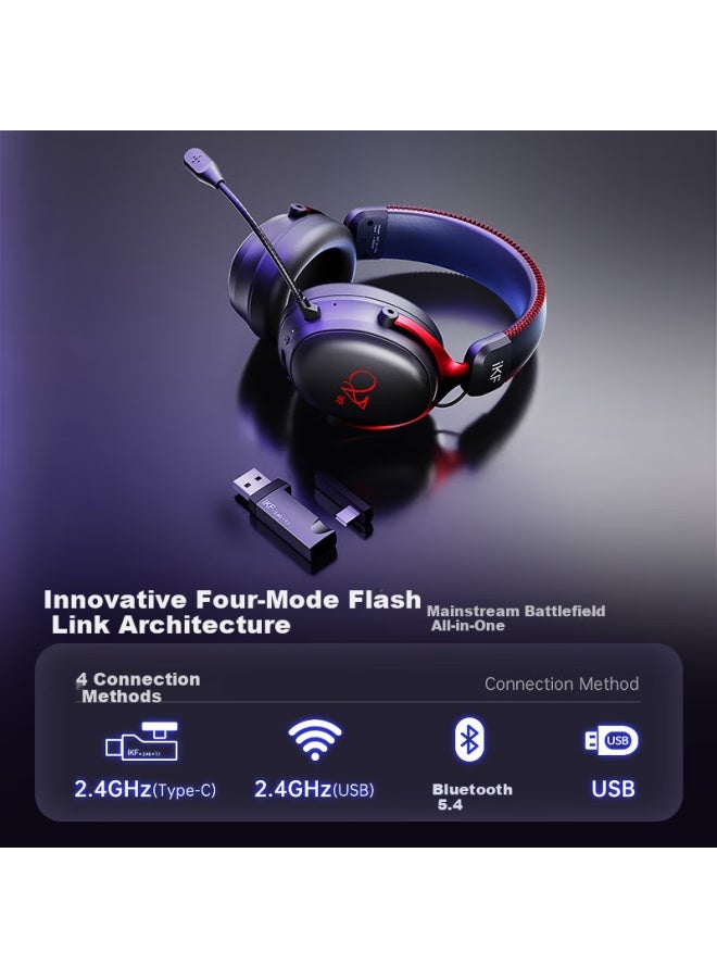 Ikf V11 Pro7.1 Four-mode Wireless Gaming Headset Headset 7.1 Surround Sound Wired E-sports Special Fearless Contract Fps Game Sound Positioning Da Wa Black Red - Image 5