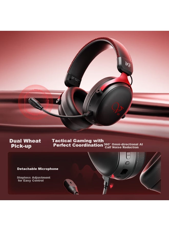 Ikf V11 Pro7.1 Four-mode Wireless Gaming Headset Headset 7.1 Surround Sound Wired E-sports Special Fearless Contract Fps Game Sound Positioning Da Wa Black Red - Image 3