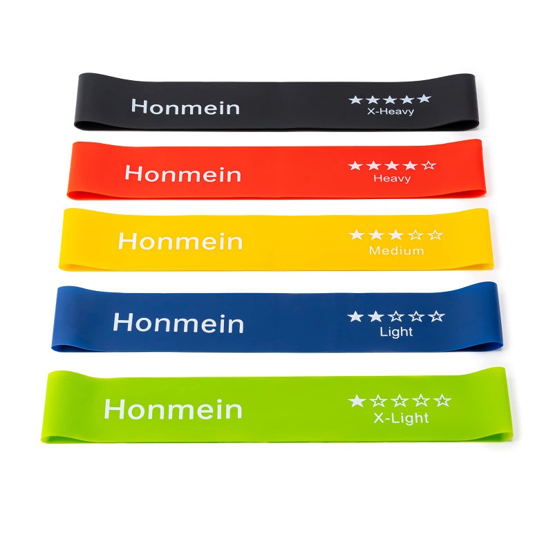 Honmein Resistance Bands for Working Out, Exercise Bands with 5 Resistance Levels Fit for Home Fitness, Strength Training, Natural Latex Resistance Band Include Instruction Guide and Carry Bag - Image 1