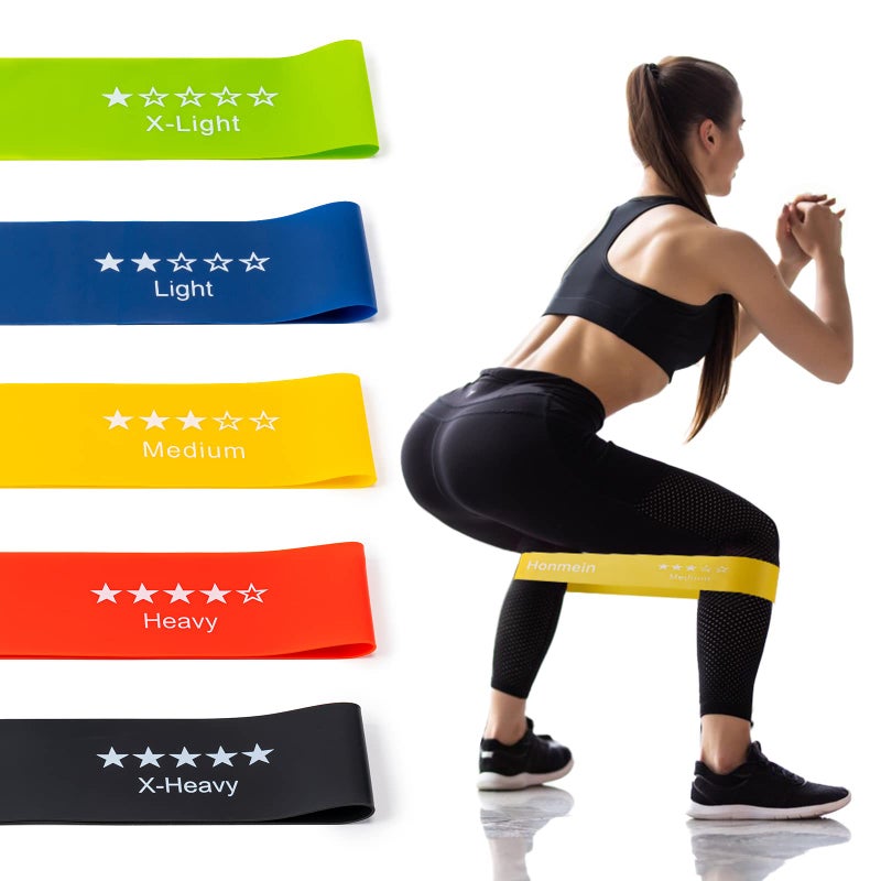 Honmein Resistance Bands for Working Out, Exercise Bands with 5 Resistance Levels Fit for Home Fitness, Strength Training, Natural Latex Resistance Band Include Instruction Guide and Carry Bag - Image 2