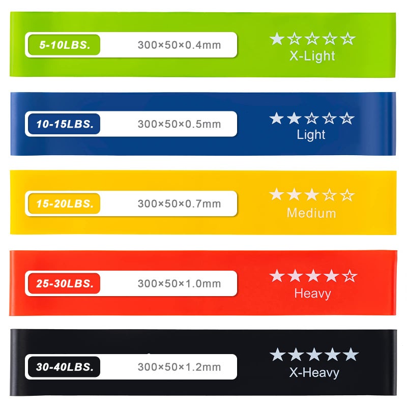 Honmein Resistance Bands for Working Out, Exercise Bands with 5 Resistance Levels Fit for Home Fitness, Strength Training, Natural Latex Resistance Band Include Instruction Guide and Carry Bag - Image 3