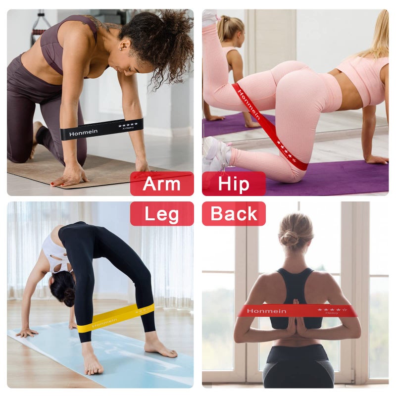Honmein Resistance Bands for Working Out, Exercise Bands with 5 Resistance Levels Fit for Home Fitness, Strength Training, Natural Latex Resistance Band Include Instruction Guide and Carry Bag - Image 5