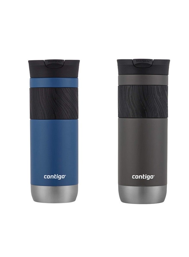 Contigo Byron Vacuum-Insulated Stainless Steel Travel Mug with Leak-Proof Lid, Reusable Coffee Cup or Water Bottle, BPA-Free, 20oz 2-Pack in Sake & Blue Corn Perfect for Hot and Cold Beverages - Image 1