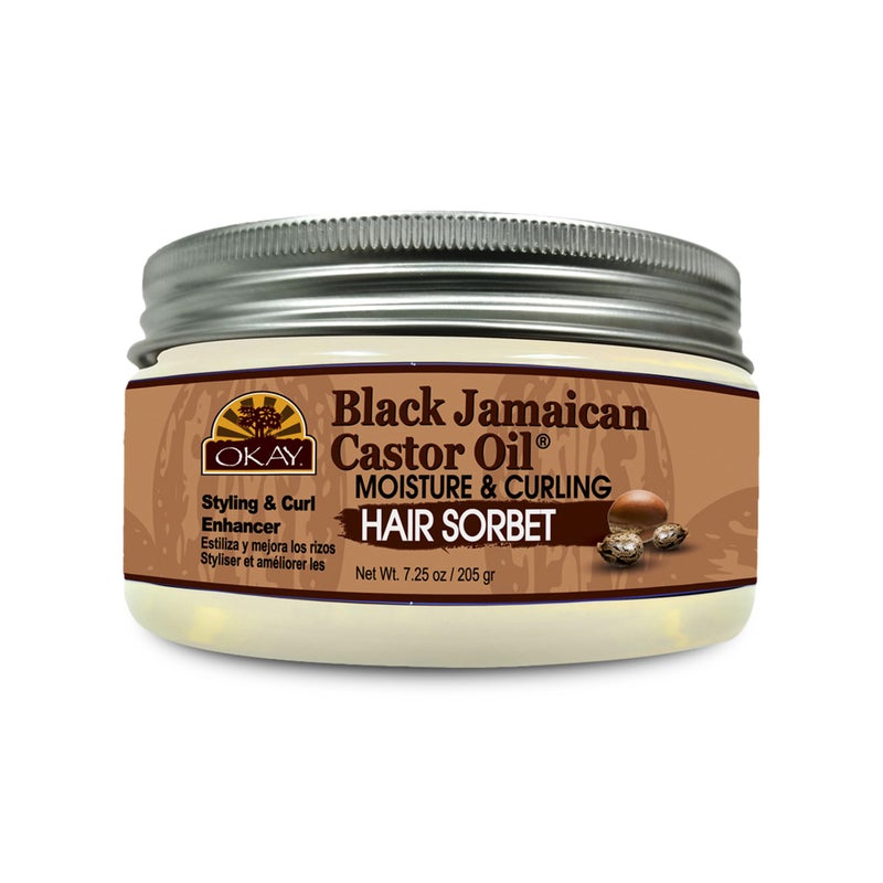 Okay Black Jamaican Castor Oil Moisture & Curling Hair Sorbet, White, 7.25 Oz - Image 1