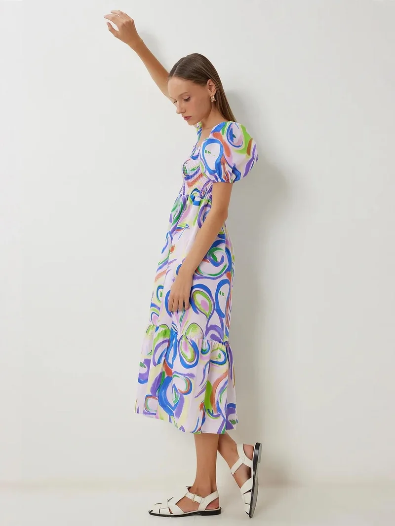 السعادة في إسطنبول ISTANBUL Abstract Print A-Line Midi Dress
