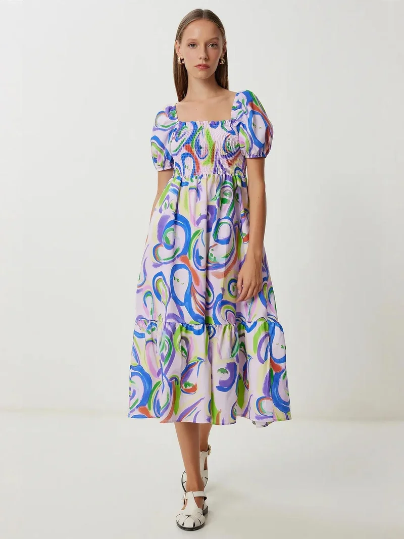 السعادة في إسطنبول ISTANBUL Abstract Print A-Line Midi Dress