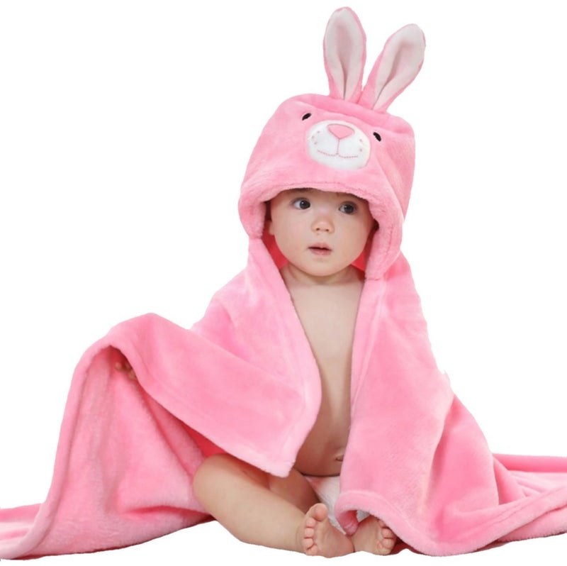 BRANDONN Newborn Combo of Furry Glacier Hooded Smily Baby Blanket and Premium Glacier Hooded Baby Wrapper(Pack of 2, Pink & Beige) - Image 3