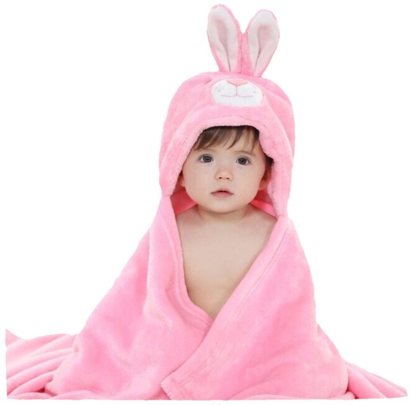 BRANDONN Newborn Combo of Furry Glacier Hooded Smily Baby Blanket and Premium Glacier Hooded Baby Wrapper(Pack of 2, Pink & Beige) - Image 2