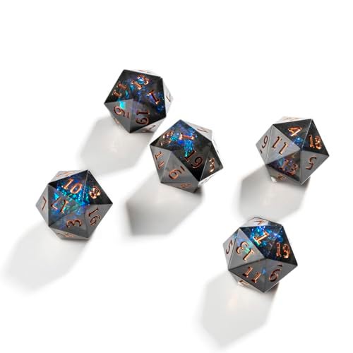 Yiotfandoll 5PCS Polyhedral Dice D20 Dice 22mm Resin 20 Sided Dice Game Dice for RPG MTG DND Dice Table Games Black Green - Image 5