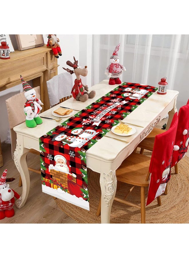 تشيلور مفرش طاولة عيد الميلاد من شيلور، أحمر، مفرش طاولة لعيد الميلاد المجيد، 71 × 14 بوصة مع بابا نويل، مفرش طاولة لتزيين طاولة عيد الميلاد. - Image 1