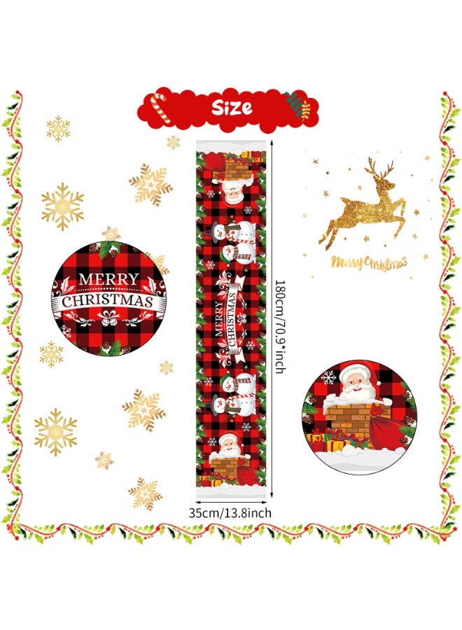 تشيلور مفرش طاولة عيد الميلاد من شيلور، أحمر، مفرش طاولة لعيد الميلاد المجيد، 71 × 14 بوصة مع بابا نويل، مفرش طاولة لتزيين طاولة عيد الميلاد. - Image 4
