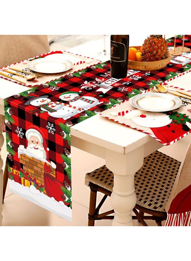 تشيلور مفرش طاولة عيد الميلاد من شيلور، أحمر، مفرش طاولة لعيد الميلاد المجيد، 71 × 14 بوصة مع بابا نويل، مفرش طاولة لتزيين طاولة عيد الميلاد. - Image 5