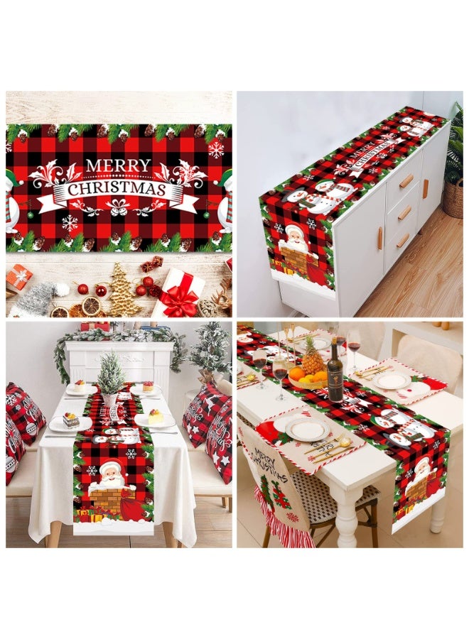 تشيلور مفرش طاولة عيد الميلاد من شيلور، أحمر، مفرش طاولة لعيد الميلاد المجيد، 71 × 14 بوصة مع بابا نويل، مفرش طاولة لتزيين طاولة عيد الميلاد. - Image 2