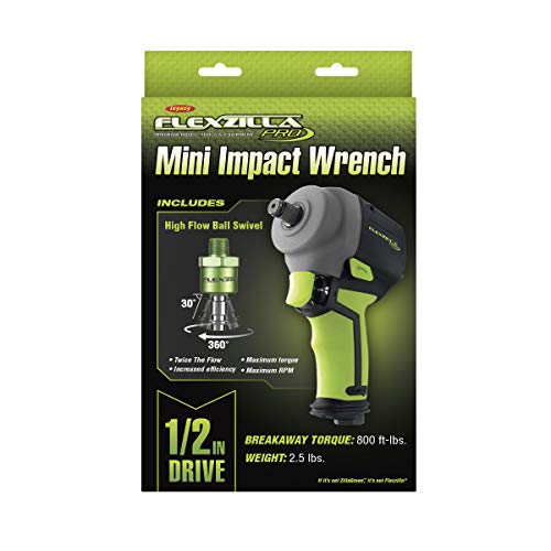 Flexzilla Pro Mini Impact Wrench, 1/2" Drive, with High Flow Ball Swivel Plug - AT1475FZ - Image 2