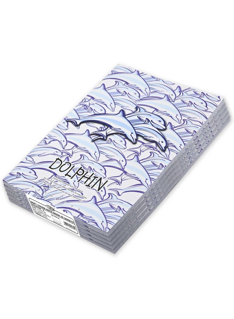 FIS 5 Pieces Soft Cover Notebook 96 Sheets A4 Dolphin Design - Image 1