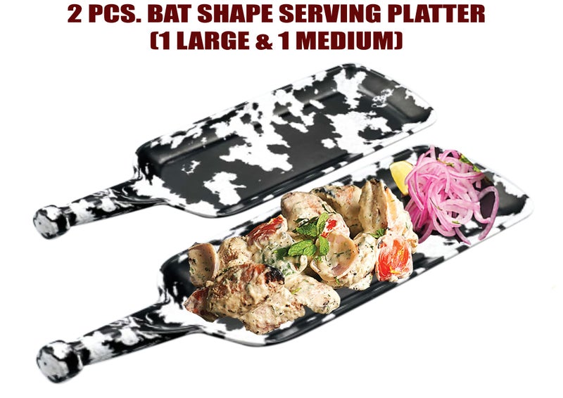 ZIDO 2 Pcs. Multipurpose Bat Shape Platter (1 Large & 1 Medium) for All Type of Snacks Like Momos, Spring Roll, Chili Potato, Paneer Tikka, Chaap, Tandoori Items and as Your Wish - Image 5