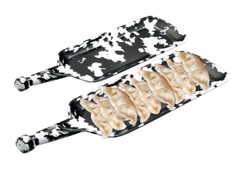 ZIDO 2 Pcs. Multipurpose Bat Shape Platter (1 Large & 1 Medium) for All Type of Snacks Like Momos, Spring Roll, Chili Potato, Paneer Tikka, Chaap, Tandoori Items and as Your Wish - Image 1