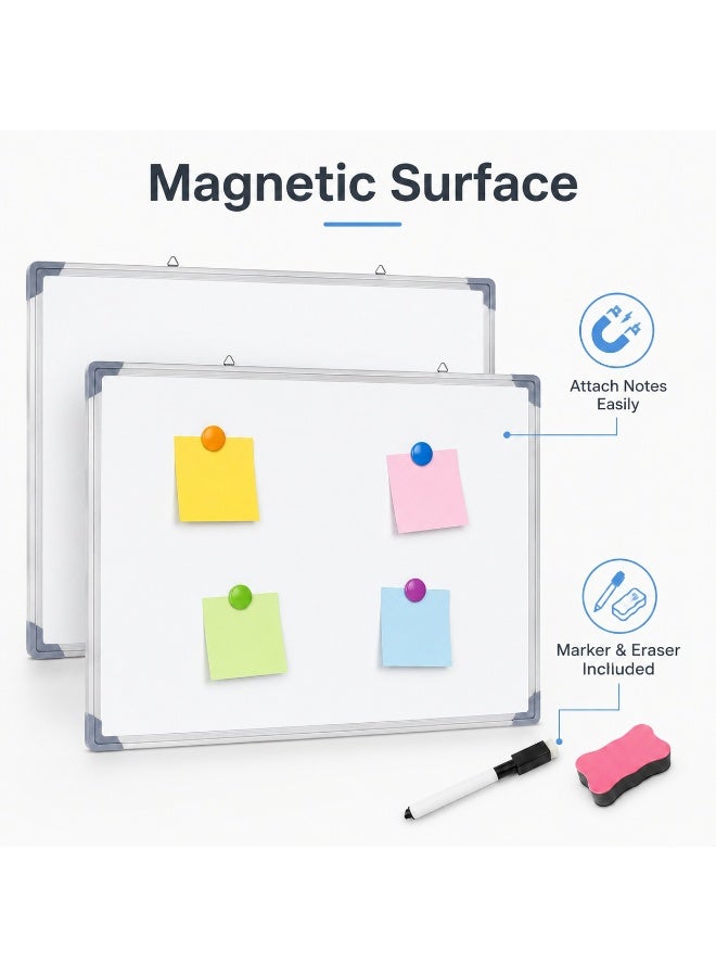LYNLYN Double Sided Magnetic Whiteboard, Hanging Writing Board with Marker and Eraser, Silver Frame, For Home Office Classroom Study (30*40 CM) - Image 5