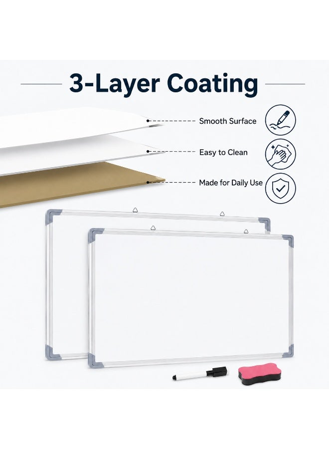 LYNLYN Double Sided Magnetic Whiteboard, Hanging Writing Board with Marker and Eraser, Silver Frame, For Home Office Classroom Study (30*40 CM) - Image 2