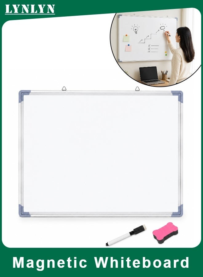 LYNLYN Double Sided Magnetic Whiteboard, Hanging Writing Board with Marker and Eraser, Silver Frame, For Home Office Classroom Study (30*40 CM) - Image 1