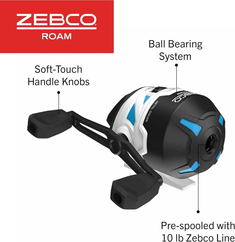 Zebco Roam Spincast Reel and Fishing Rod Combo, 6-Foot 2-Piece Fiberglass Fishing Pole with ComfortGrip Handle, Quickset Anti-Reverse Fishing Reel, Pre-Spooled with 10-Pound Line - Image 4