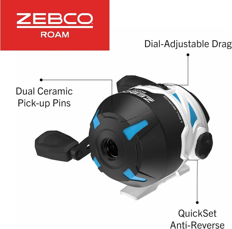 Zebco Roam Spincast Reel and Fishing Rod Combo, 6-Foot 2-Piece Fiberglass Fishing Pole with ComfortGrip Handle, Quickset Anti-Reverse Fishing Reel, Pre-Spooled with 10-Pound Line - Image 5