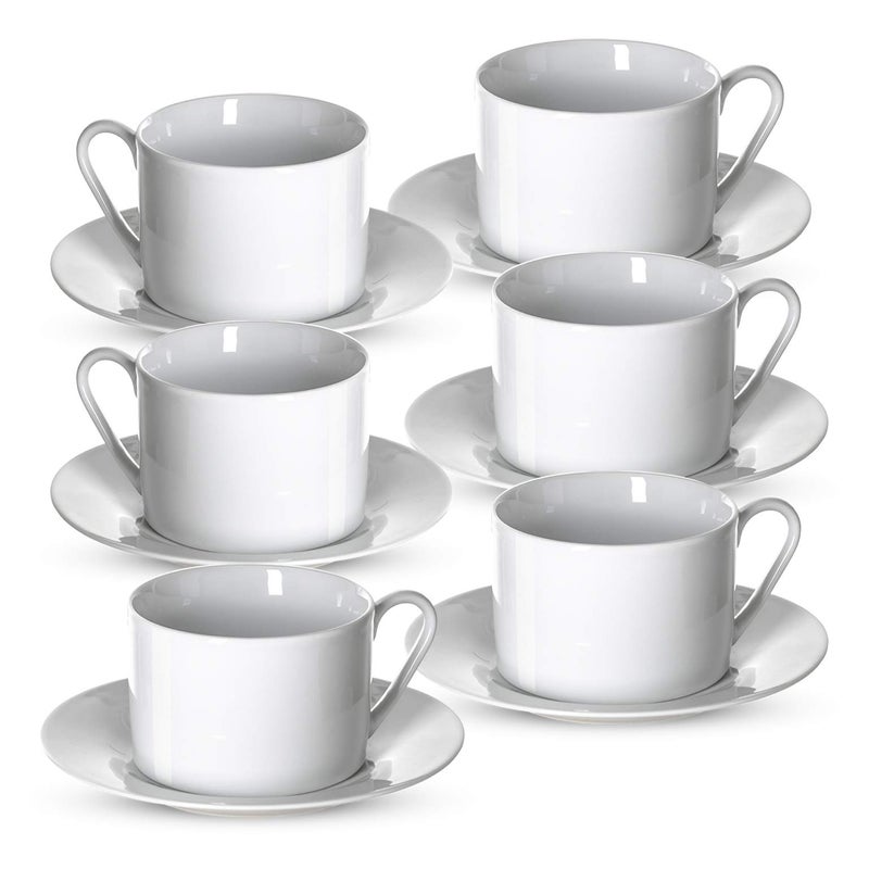 Klikel Espresso Cup And Saucer Set White Cappuccino Demitasse Small Coffee Cups For Cuban Coffee or Italian Espresso Set Of 6