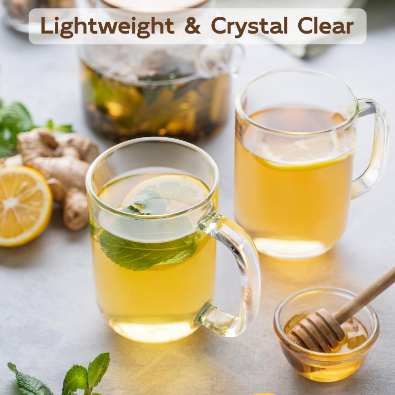 BWODYAY Glass Coffee Mugs, 20 oz Ice coffee cups, Large Clear Tea Cups Set of 2, Glass Mugs with Handles, Glass Cups for Latte, Cappuccino, and Tea - Image 5