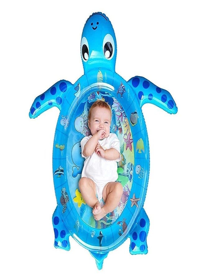 RGkJAS Baby Kids Water Play Mat Toys Inflatable Tummy Time Leakproof Water Play Mat, Fun Activity Play Center Indoor and Outdoor Water Play Mat for Baby (Turtle Shape) - Image 1