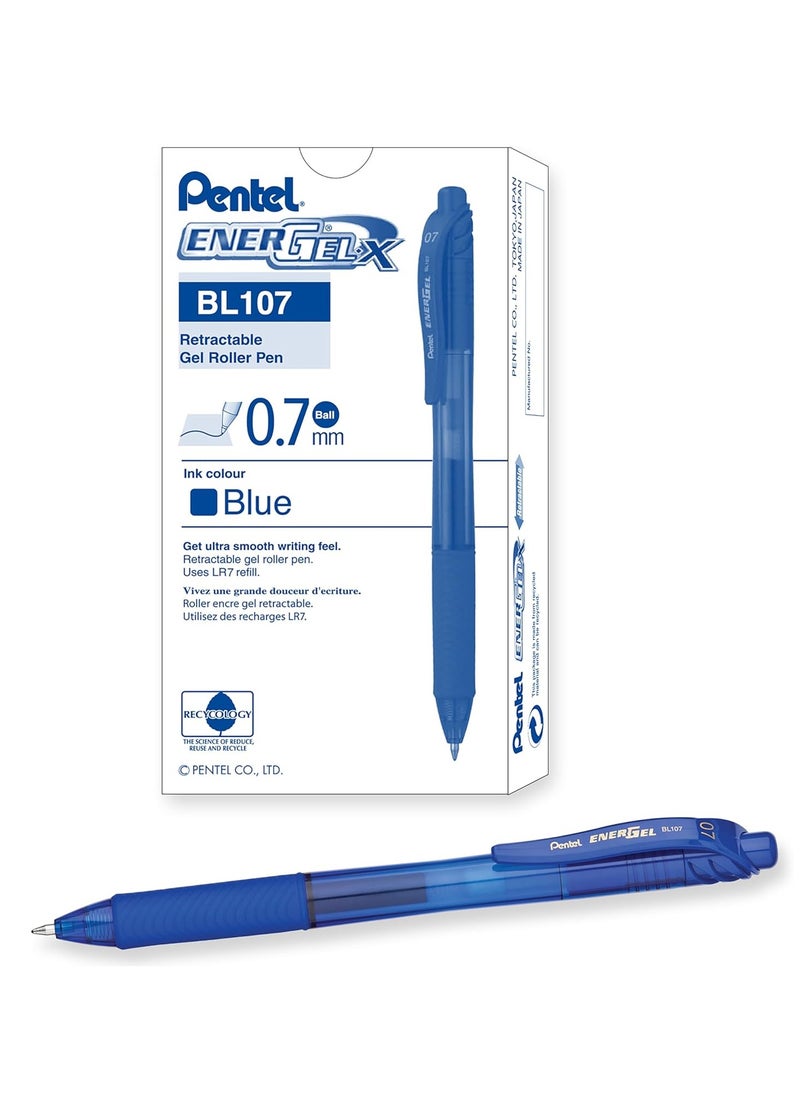 Pental Pentel Energel-X Retractable Liquid Gel Pen 0.7Mm Blue12pcs  - Image 1
